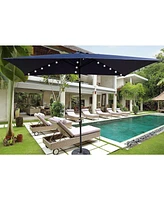 Flynama 10 x 6.5t Rectangular Patio Solar Led Lighted Outdoor Umbrellas with Crank and Push Button Tilt for Garden Backyard Pool Swimming Pool