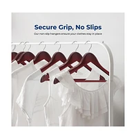10 Pcs. Wooden Hangers - Non-Slip, Sturdy, and Heavy Duty Suit Hanger Set with Chrome 360° Swivel Hook (Cherry