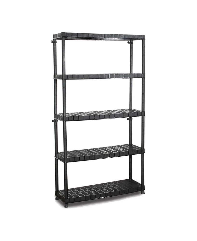 Ram Quality Products Optimo 16 inch 5 Tier Plastic Storage Shelves, Black