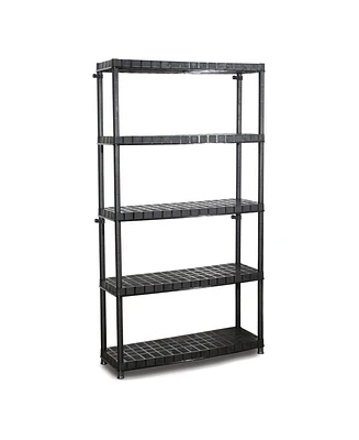 Ram Quality Products Optimo 16 inch 5 Tier Plastic Storage Shelves, Black