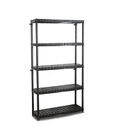 Ram Quality Products Optimo 16 inch 5 Tier Plastic Storage Shelves, Black