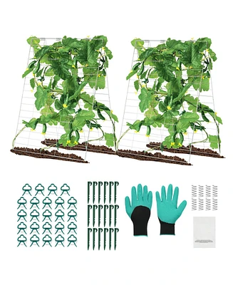 Slickblue Foldable A-Frame Metal Garden Trellis for Climbing Plants Cucumbers and Vegetables
