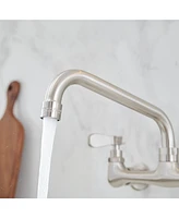 2-Handle Wall Mount Kitchen Faucet With 8 Inch Swivel Spout 8" Center Polished Chrome