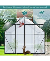 Mondawe 8x6FT Double Door Polycarbonate Greenhouse with Base Anchoring
