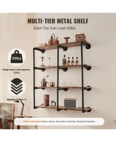 Slickblue 4 Tier Industrial Pipe Wall-Mount Shelf Frame 3PCS Without Planks for Custom Storage