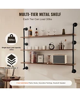 Slickblue Industrial Pipe Wall-Mounted Shelf 3 Tier Storage Rack for Kitchen and Bedroom