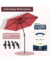 Yescom 7.5 Ft Outdoor Patio Umbrella 6 Ribs with Scale Tilt Button Strap UV30+ Sunshade Garden Parasol for Yard Deck Market Pool Red