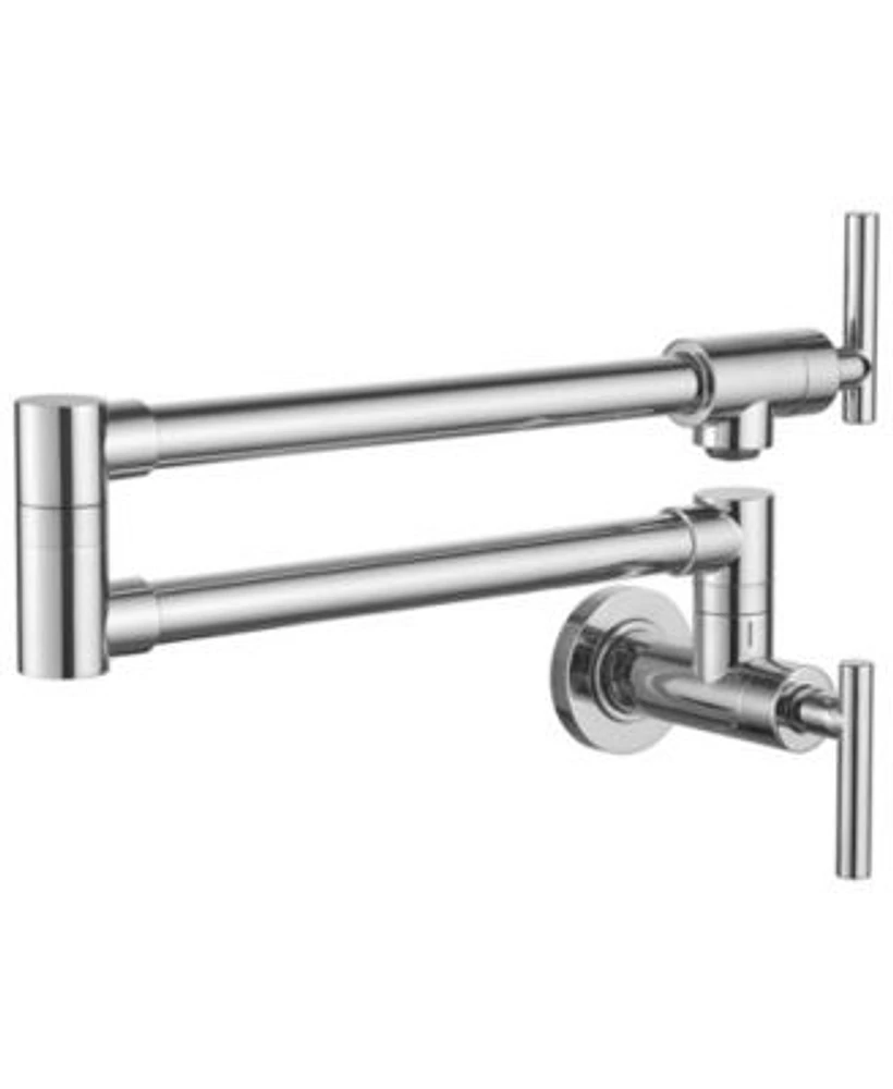 Greenspring Wall Mount Pot Filler Faucet Double Handle Folding Kitchen Restaurant Sink With Dual Joint Swing Arm Commercial In Gold