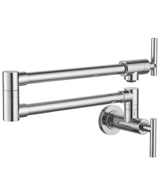 Greenspring Wall Mount Pot Filler Faucet Double Handle Folding Kitchen Restaurant Sink With Dual Joint Swing Arm Commercial In Gold