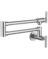 Greenspring Wall Mount Pot Filler Faucet Double Handle Folding Kitchen Restaurant Sink With Dual Joint Swing Arm Commercial In Gold