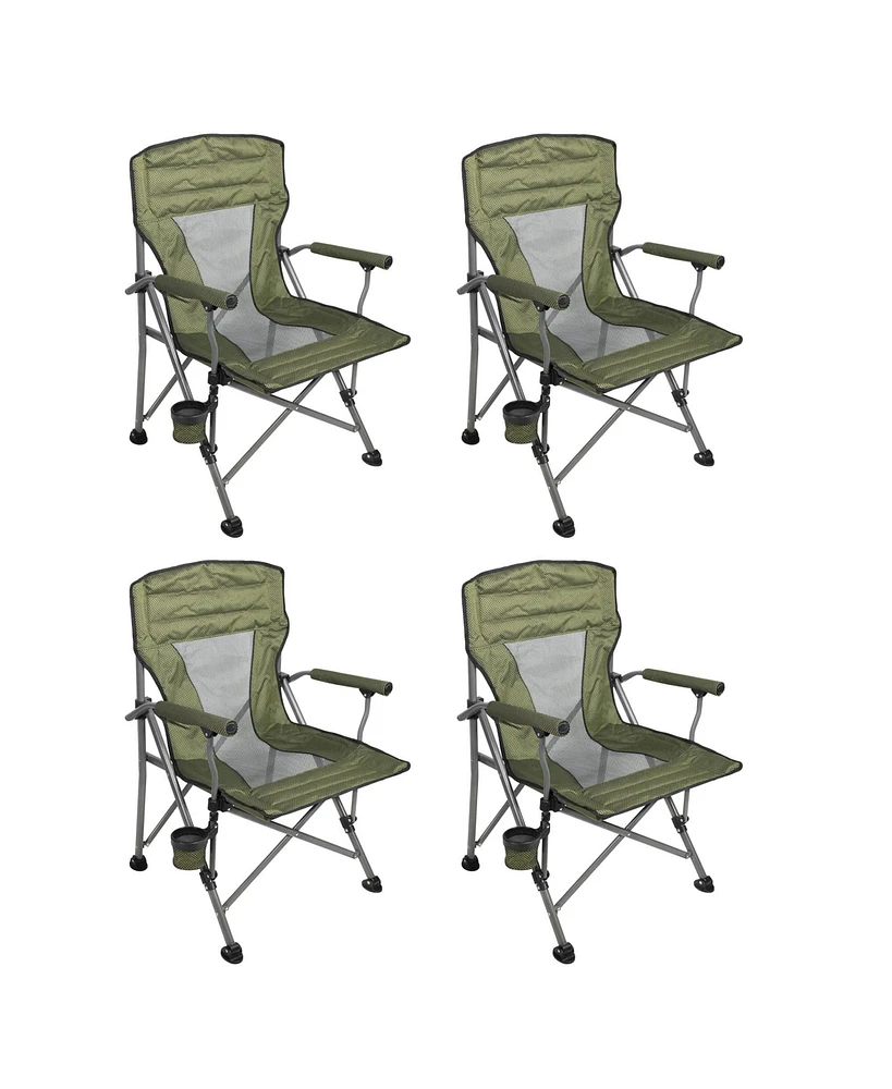 Four Seasons Courtyard Quad Sports Oversized Folding Arm Chairs, 4 Pack, Green