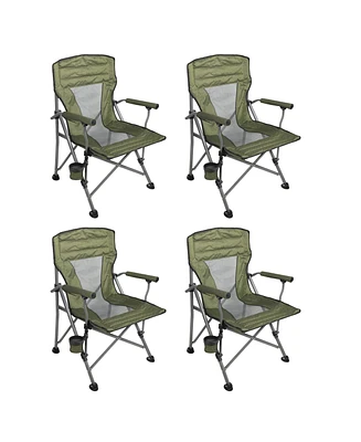 Four Seasons Courtyard Quad Sports Oversized Folding Arm Chairs, 4 Pack, Green