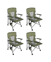 Four Seasons Courtyard Quad Sports Oversized Folding Arm Chairs, 4 Pack, Green
