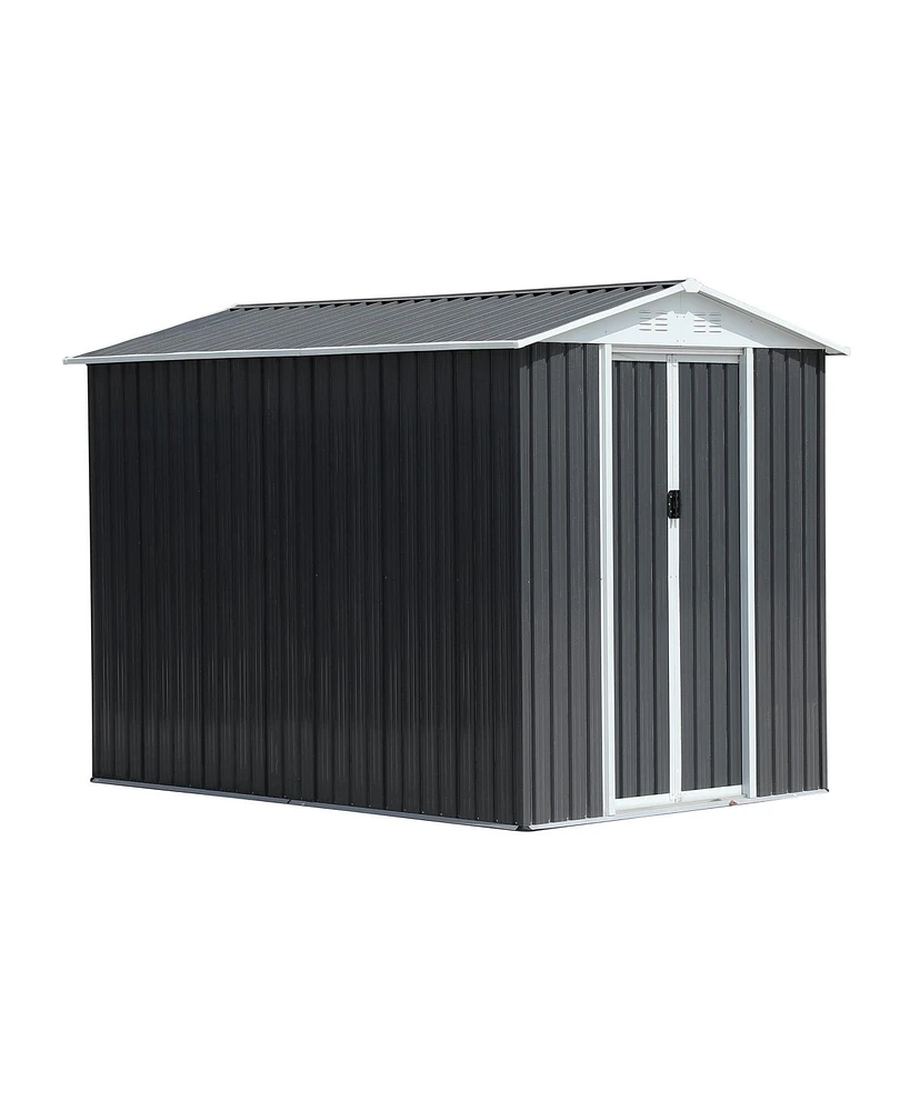 Mondawe 6FTx9FT Metal Steel Waterproof Outdoor Bike Storage Garden Shed with Apex Roof