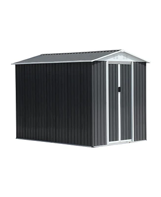 Mondawe 6FTx9FT Metal Steel Waterproof Outdoor Bike Storage Garden Shed with Apex Roof