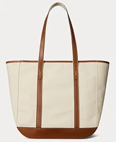 Polo Ralph Lauren Women's Leather-Trim Canvas Shopper Tote