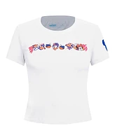 Freeze Max Women's White Mickey Friends Babydoll Cropped T-Shirt