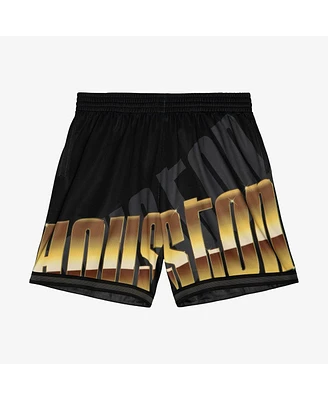 Mitchell & Ness Men's Black Houston Rockets Big Face 4.0 Fashion Shorts