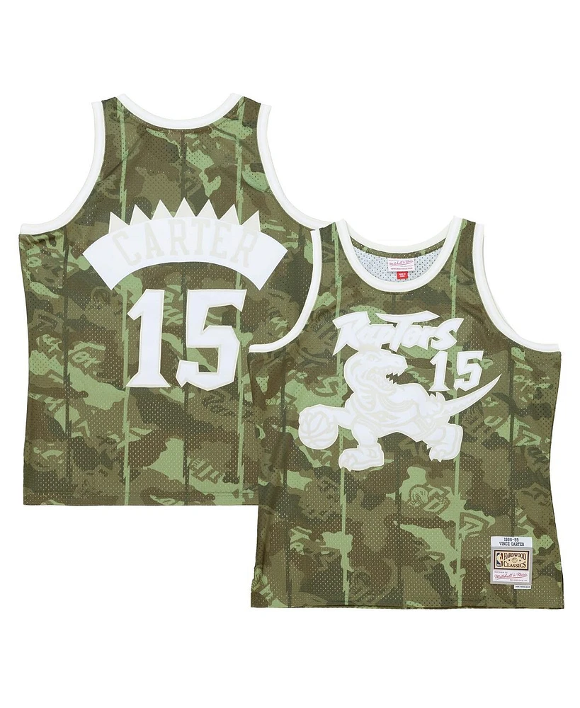 Mitchell & Ness Men's Vince Carter Camo Toronto Raptors Hardwood Classics 1998/99 Ghost Green Swingman Jersey