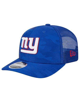 New Era Men's Royal New York Giants Adventure Camo Trucker 9SEVENTY Stretch-Snap Adjustable Hat