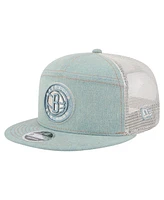 New Era Men's Brooklyn Nets Adventure Denim Split Panel 9FIFTY Snapback Trucker Hat