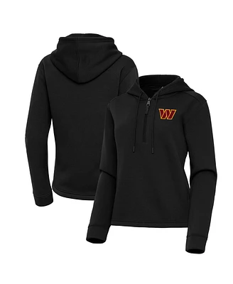 Antigua Women's Black Washington Commanders Contemporary Quarter-Zip Hoodie