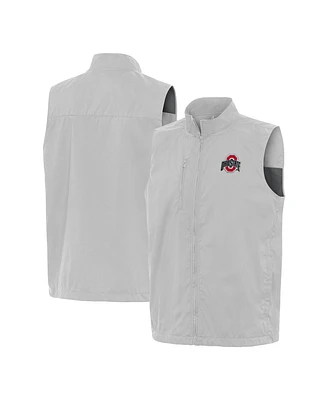 Antigua Men's Gray Ohio State Buckeyes Brisk Full-Zip Vest