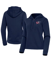 Antigua Women's Navy Columbus Blue Jackets Contemporary Quarter-Zip Hoodie