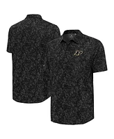 Antigua Men's Black Purdue Boilermakers Lush Button-Up Shirt