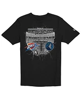 New Era Men's Black Oklahoma City Thunder vs. Minnesota Timberwolves 2025 Western Conference Finals Matchup Distressed Graphic T-Shirt