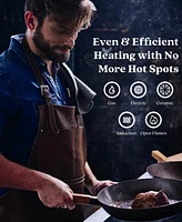 Alva Forest Professional Carbon Steel Cookware Set with Wok - Pre-Seasoned 4-Piece Set, Non-Toxic, Chemical-Free - Compatible with All Stovetops