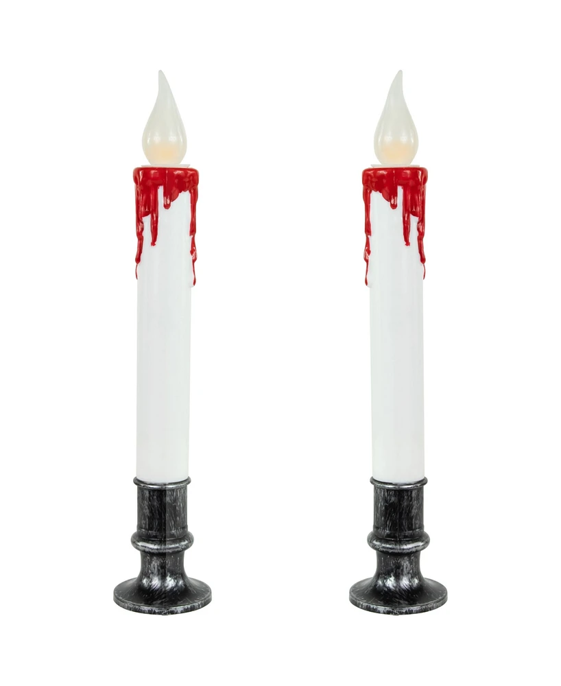 Northlight Led Dripping Blood Halloween Taper Candles with Timer, Set of 2