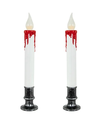 Northlight Led Dripping Blood Halloween Taper Candles with Timer, Set of 2
