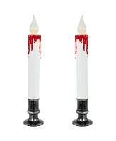 Northlight Led Dripping Blood Halloween Taper Candles with Timer, Set of 2