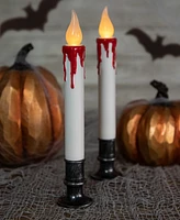 Northlight Led Dripping Blood Halloween Taper Candles with Timer, Set of 2