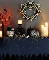 Northlight 7075" Lighted Raggedy Halloween Valance with Purple Led Lights