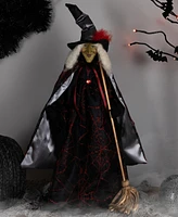 Northlight 18" Victorian Style Witch with Broom Halloween Figure