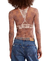 Free People Women's Two-Tone Mesh Top