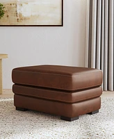 Flexsteel David 36" Pecan Leather Ottoman