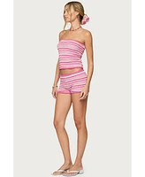 Edikted Women's Nola Striped Textured Knit Strapless Top