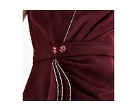 Amri Ruffle Pleated Gown with Rhinestone Embellishment