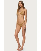 Edikted Womens Gilda Faux Suede Bikini Bottoms