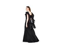 Amri Women's Cascading Sleeves Gown with Embellished Neckline