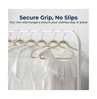 SereneLife 10 Pcs. Velvet Hangers - Non-Slip, Sturdy, and Heavy Duty Coat Set with 360° Swivel Hook for Clothes (Ivory)