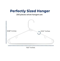 SereneLife 200 Pcs. of Standard Plastic Hangers for Clothes - Durable Tubular Hanger Slim Design Hanger Set (White