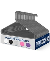 Serenelife 100 Pieces Plastic Hangers Non Slip Sturdy Heavy Duty Coat Set With 360 Xb0 Swivel Hook For Clothes Gray