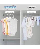 SereneLife 40 Pcs. Non-Slip Plastic Kids Hangers - Durable and Space-Saving Closet Organizers for Infants, Toddlers, and Kids' Clothing (White