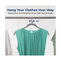 SereneLife 50-Piece Velvet Shirt Hangers - Non-Slip, Sturdy, Space Saving and Heavy Duty Coat Set with 360° Swivel Hook for Clothes (Grey