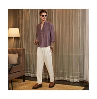 Campus Sutra Men's Grape Purple Breezy Wrinked Relaxed Shirt