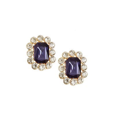 Sohi Women's Green Octagon Stud Earrings